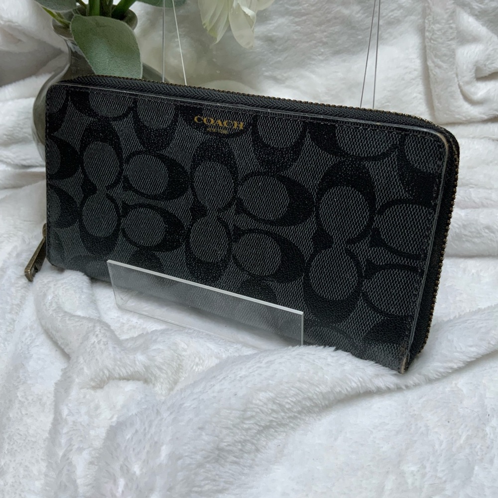 Coach Black Signature Canvas Wallet